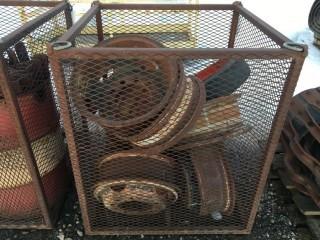Lot Of Steel Truck Rims c/w Steel Parts Cage