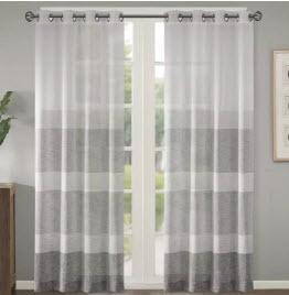 Langley Street Augustus Striped Sheer Grommet Single Curtain Panel (LGLY6911_31693933_31693931)-4 Panels-Grey/White-50x84"