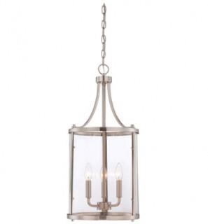 Savoy House 7-1040-3-SN Penrose 3 Light 12 inch Satin Nickel Foyer Lantern Ceiling Light, Small