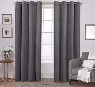 Exclusive Home Curtains Velvet Grommet Top Panel Pair, Soft Grey, 54x108, 2 Piece
