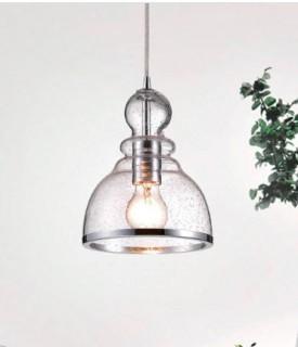 Alita Chrome Mini Pendant with Clear Bubble Glass-Chrome