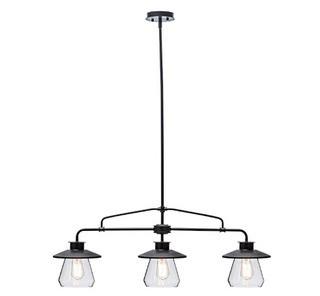 Globe Electric 3-Light Vintage Pendant, Oil Rubbed Bronze Finish, Clear Glass Shades, 64845