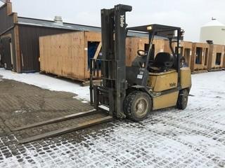 Yale 4500 LB Forklift c/w 4 Cyl on LPG, 2 Stage Mast w/Side Shift. Showing 12543 Hours.
S/N E177B22745V