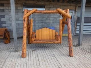 Log Bench Swing Stained w/Non Peeling UV Protected Stain. Control # 7335.