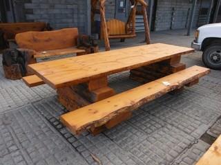 10 Ft. Log Table Stained w/Non Peeling UV Protected Stain. Control # 7326.