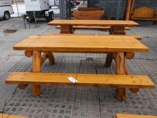 7 Ft. Log Picnic Table Stained w/Non Peeling UV Protected Stain. Control # 7328.