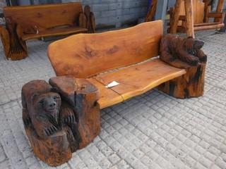 Cedar Chainsaw Carved Bear Bench Control # 7239.