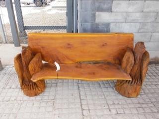 Cedar Chainsaw Carved Eagle Bench Control # 7330.