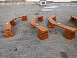 Set of (3) Hexagon Fire Pit Benches Stained w/Non Peeling UV Protected Stain. Control # 7327.