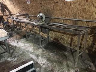 14" Chop Saw w/ Infeed/ Outfeed Roller Table Approx. 18' 