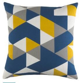 Langley Street Arsdale Geometry Cotton Throw Pillow (LGLY5435_22107894)Blue/ Yellow/ Grey-18x18"