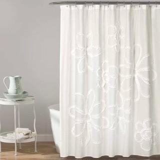 One Allium Way Leonard Shower Curtain (ONAW4278)-White