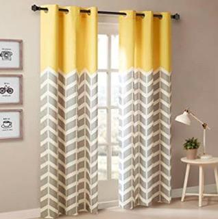 Intelligent Design Alex Grommet Top Window Curtain Panel Pair-Yellow-84x42"