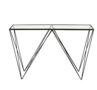 Litton Lane Clear Glass Rectangular Console Table with Triangular Metallic Black Legs- Missing Glass Top!!!