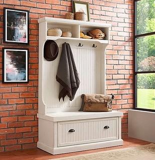 Crosley Seaside Hall Tree In Distressed White Finish (CF6006-WH)