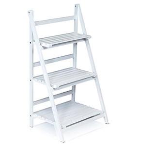 Furinno FNCP-33037 Yaotai 3-Tier Solid Pine Wood Outdoor Plant Shelves, White