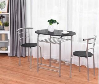 Costway 3 pcs Home Bistro Table and 2 Chairs Dining Set-Black