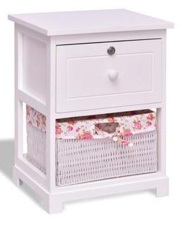 Costway 2 Tiers Wood Nightstand w/ 1 Drawer and 1 Basket