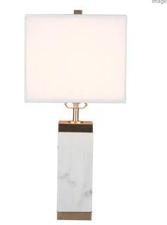 Surya Table Lamp-Greenlee GRL-001-Polished Marble Body/Faux Silk Shade 22.75"H x 11"W x 11"D