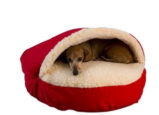 Snoozer Pet Products Cozy Cave Hooded Dog Bed (SZR1452)-XL-Red