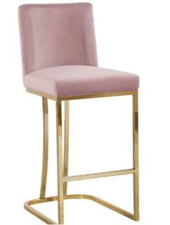 Heidi Counter Stool in Pink Velvet on Gold Base by Meridian Furniture