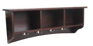 Alcott Hill Bel Air 8 Hook Storage Shelf (ALCT8015_19033353)-Espresso