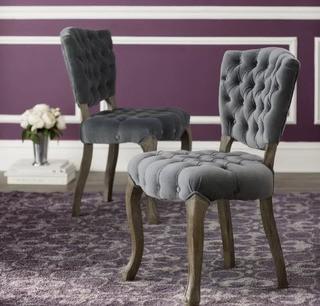 Lark Manor Therrien Upholstered Dining Chair (LRKM3538_23541544)-Set Of 2-Grey