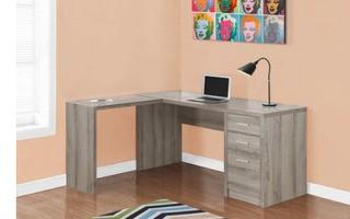 Monarch Specialties Inc Monarch Specialties Computer Desk 60x55x60"- Dark Taupe With Tempered Glass