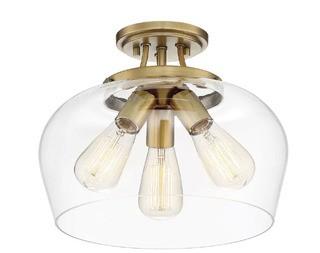 Zipcode Design Staci 3-Light LED Semi Flush Mount (ZPCD6282_28786338)-Warm Brass
