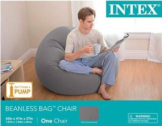 Intex Beanless Bag Inflatable Chair, 42in X 41in X 27in
