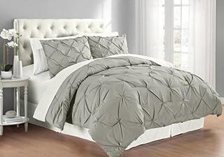 Swift Home 3-Piece Pintuck Comforter Set, Grey-King