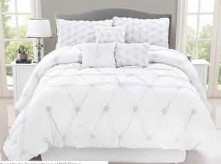Willa Arlo Interiors Siya 7 Piece Comforter Set (WLAO3269_24101342_24101343)-White-Queen