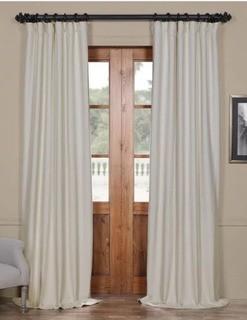 Exclusive Fabrics Cottage Off-White Bellino Single Panel Blackout Curtain-2 Panels 50x84"