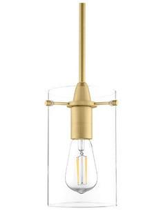 Effimero Hanging Pendant Light - Satin Brass w/Clear Glass - Linea di Liara LL-P313-SB
