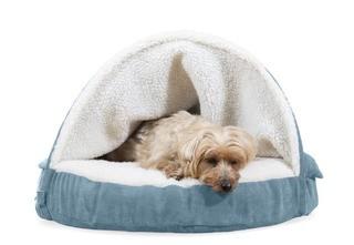 Tucker Murphy Pet Lagunitas Faux Sheepskin Snuggery Hooded Memory Top Foam (EANC1010_33114289_33114292)-Blue- 26x26x3"