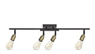 Globe Electric Bryce 4-Light Track Lighting Kit, Antique Brass Sockets, Oil Rubbed Bronze Finish, Bulbs Included, 59035