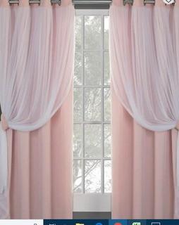 Brockham Solid Blackout Thermal Grommet Curtain Panels-Pink 108"