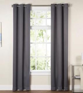 Wayfair Basics Solid Blackout Grommet 2 Curtain Panels (WFBS1603_18673720_18673714)-Charcoal-40x95"