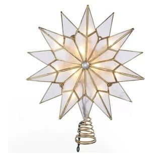Kurt Adler Capiz Double Tip Star Tree Topper (KJC6817)