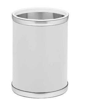 Mercer41 Dyson 2.5gallon Waste Basket-White/Brushed Chrome