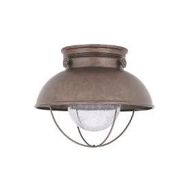 Beachcrest Home Corbel 1-Light LED Outdoor Flush Mount (BCHH7991_23569148)-Weathered Copper