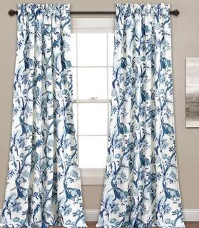 Bay Isle Home Panagia Nature/Floral Room Darkening Thermal Rod Pocket Curtain Panels (BAYI7542_21204921)52x84, Blue