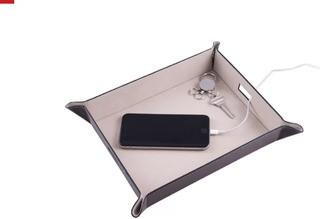 Accessory Tray Brown Leather 10'' W x 7.75'' D