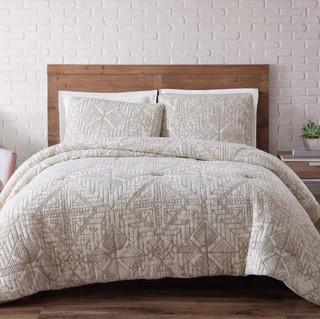 Brooklyn Loom-Sand Washed Cotton King Quilt Set in White Sand- King