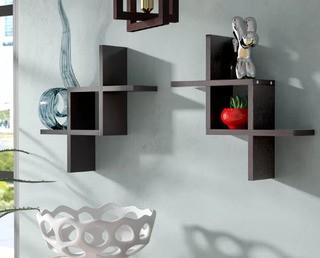Brayden Studio Lydon Criss Cross Wall Shelf (BRSD4727)-Black