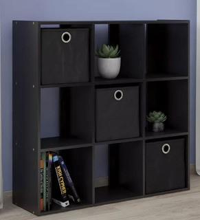 Zipcode Design Annie 9 Cube Unit Bookcase (ZIPC2451_16238844)With 3 Bins-Black