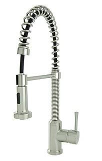 Fontaine by Italia Spring Coil Flat Spray Head Pull Down Single Handle Kitchen Faucet with Deck Plate (FNIT1012_24718539) Brushed Nickel