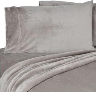 Haven Velvet Plush Sheet Set-Grey-4PC-Double