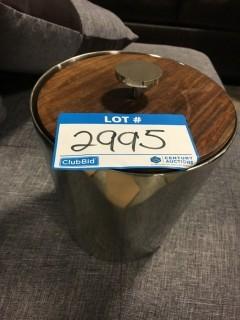 Stainless Steel Ice Bucket With Wooden Lid-As Is!