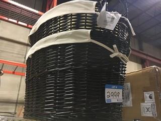 Home Studio- Natural Wicker Laundry Baskets-2PC- Broken Handles-As Is 